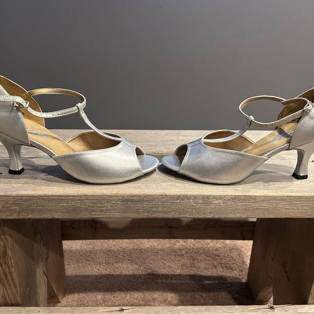 Capezio Silver T-Strap Heels